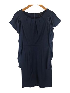 BCBGMAXAZRIA Navy Pleated Waist Puff Long Sleeve Dress Size 0